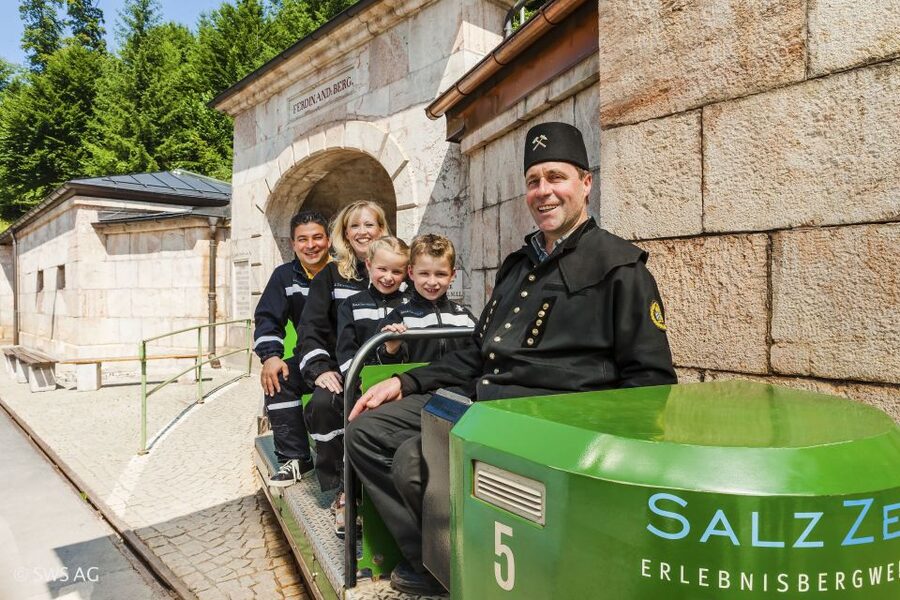 Bavarian Salt Mine Tour and Berchtesgaden - The salt mine entry: gear up, then follow the route underground