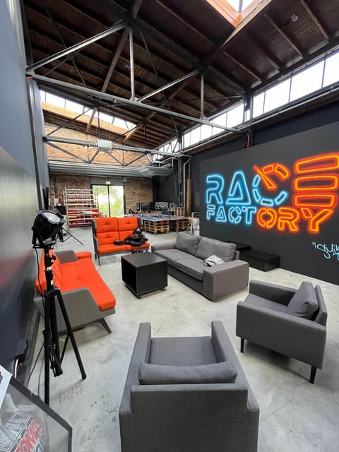 Berlin: Race Factory Full-Motion Racing Simulator Ride - Getting set up at the center: instructions, a lounge, and a calm start