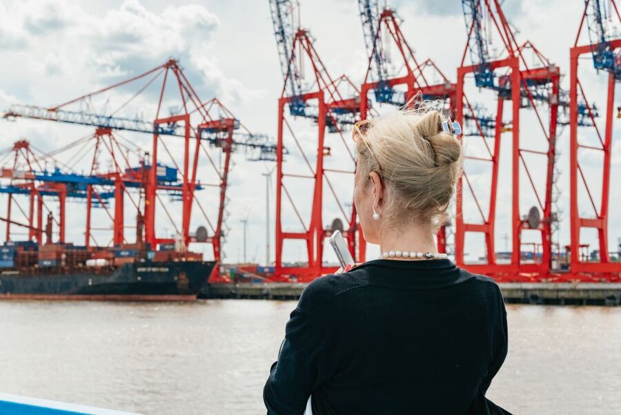 Hamburg: 1-Hour Harbor Sightseeing Cruise with HafenCity - Docks at Blohm and Voss and the Cruise Ship Terminal Scene