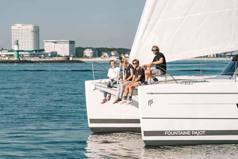 Rostock: Half-Day, Full-Day or Sunset Catamaran Cruise - On board: your skipper, the safety intro, and the small-group feel